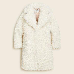 NWT J.Crew Collection Topcoat in Polar Bear Soft White Shaggy Faux Fur Coat XL